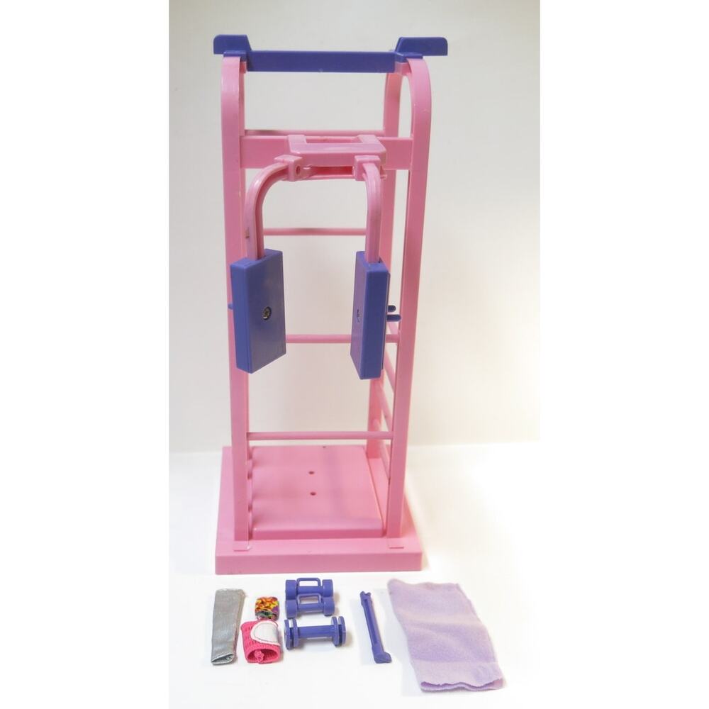 VINTAGE 1984 Barbie Work Out Center Gym Weights Towel  Parts Not Complete Retro